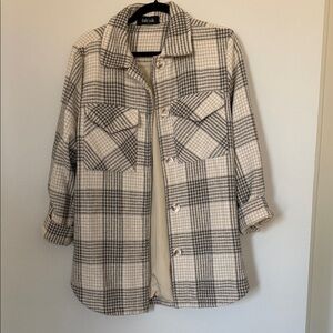 Fab'rik Women's Plaid Utility Jacket - Black and Cream